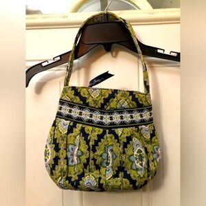 VERA BRADLEY Navy & Green Floral Small Hand Bag.      9”x8”